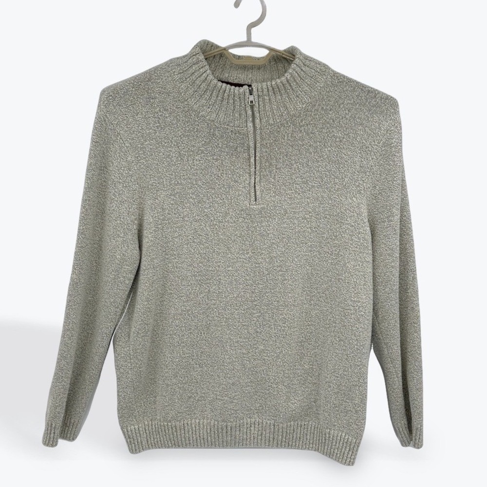 Even Tide Mens XXL Quarter Zip Sweater Gray Mock Neck Long Sleeve Pullover
